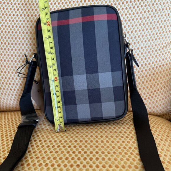 Burberry Paddy Crossbody IP Check Bag, Navy/Red with black leather - Picture 16 of 16